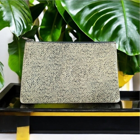 Madewell Pouch Wallet Coin Bag Animal Print Cheetah Calf Hair Textured Case - Picture 1 of 9